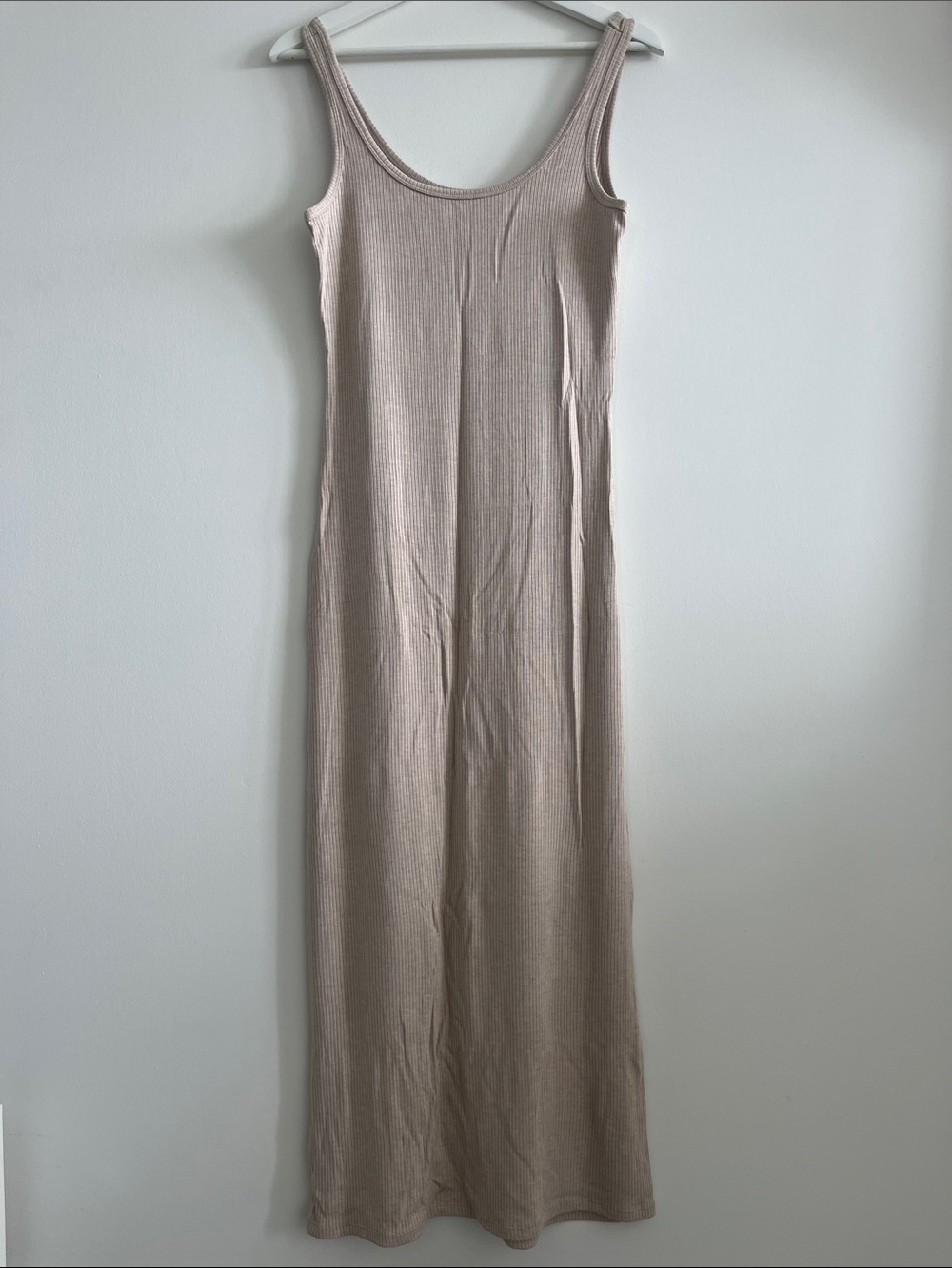 Z Supply Ribbed Scoop-Neck Maxi Dress in Light Beige